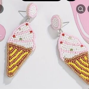 Beaded Ice Cream Cone Earrings